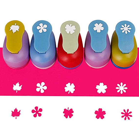 SICOHOME Paper Punches,Pack of 5,Leaves and Flower Scrapbook Punches