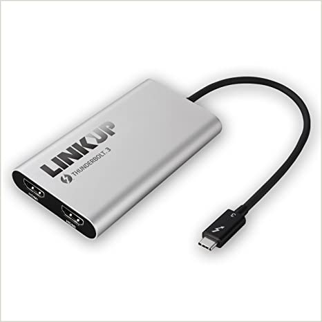 [Certified] LINKUP - 2019 Thunderbolt 3 to Dual HDMI 2.0 Ultra 4K 60Hz Adapter for Mac Windows | TB3 Aluminum Case | Not Compatible with USB-C Ports without Thunderbolt 3 Logo