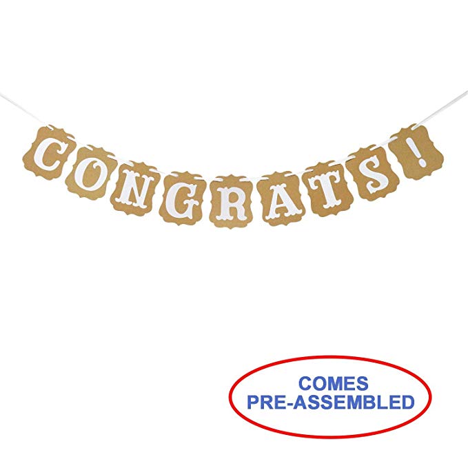 Congrats Banner - Congratulations Sign - Graduation Banner Bunting, Engagement,Wedding, Retirement, New Job, New Baby, Birthday Celebration Party Supplies