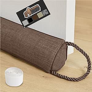 Gorilla Grip Heavy Duty Door Draft Stopper, 38", Blocks Hot Cold Air Wind Noise for Gaps Up to 3” Under Doors, All Season Bottom Drafter Blocker, Easy Install Stoppers, Home Dorm Room Essential, Brown