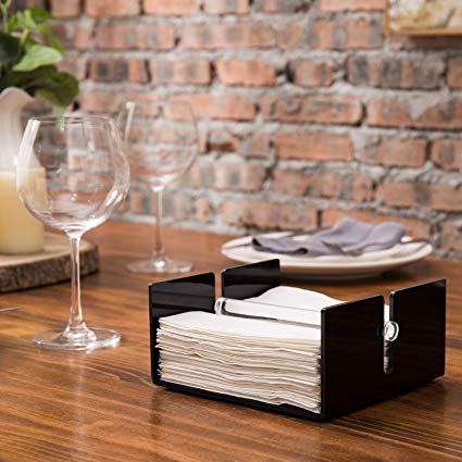 MyGift Black Acrylic Napkin Holder with Center Bar Weighted Arm