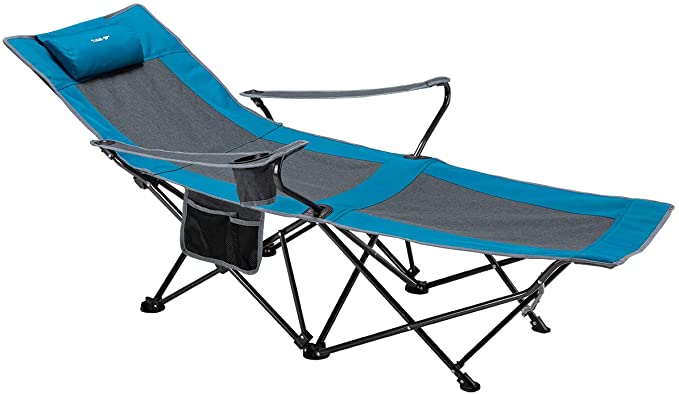 Yolafe Folding Camping Chair Portable Patio Lounge Chaise Heavy Duty with Cup Holder Armrest and Storage Bag Reclining for Fishing Outdoor Activities