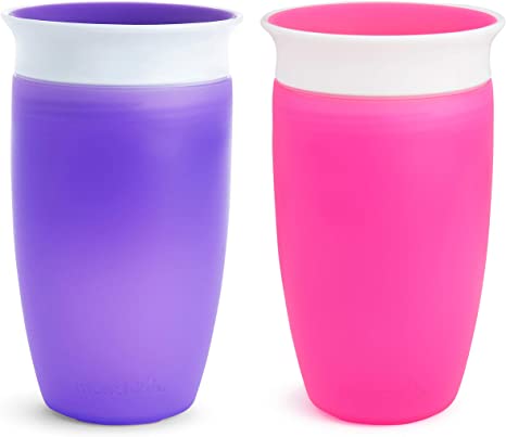 Munchkin Miracle 360˚ Sippy Cup, 10oz, 2Pk, Pink/Purple, 10 Ounce