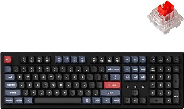 Keychron K10 Pro Wireless Custom Mechanical Keyboard, Full-Size QMK/VIA Programmable Bluetooth/Wired RGB Backlight with Hot-swappable Keychron K Pro Red Switch Compatible with Mac Windows Linux