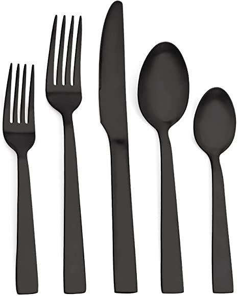 O.C.E. Matte Black Silverware Set, Stainless Steel Flatware Set, 20 Piece Tableware Cutlery Sets for Home Kitchen Restaurant, Service for 4, Dishwasher Safe