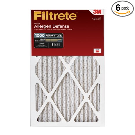 Filtrete Micro Allergen Defense Filter, MPR 1000, 20-Inch x 25-Inch x 1-Inch, 6-pack