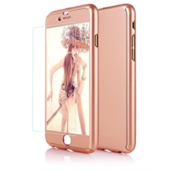 iPhone 6/6s Plus Case, DecaStars [Ultra-thin Series] 2-in-1 Full-body Protective Back Cover [Slim Fit] with Tempered Glass Screen Protector for Apple iPhone 6s Plus Case 5.5 Inch - Rose Gold