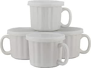 10 Strawberry Street 16oz Set of 4 Soup Mug with Lid, White