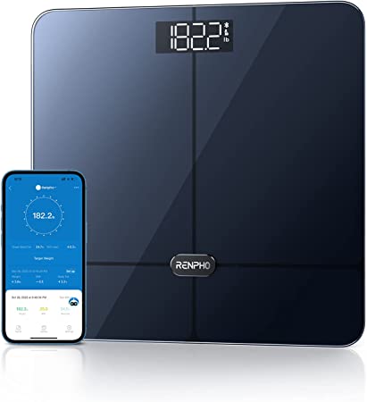 RENPHO Scale for Boby Weight, ITO Coated Weight Scale with Pregnancy Mode, High Precision Smart Boby Fat Scale Body Composition Monitor Health Analyzer with Smartphone App Connection, 400 lb, Black