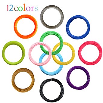 Sunwing 3D-Pen Filament Refills-1.75mm PLA 393.6 ft 32.8 foot each Total 12 Different colors fun pack