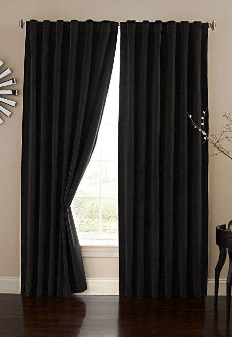 Absolute Zero 11718050X063BK Velvet Blackout Home Theater 50-Inch by 63-Inch Single Curtain Panel, Black