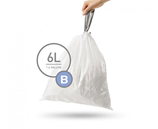 simplehuman Code B Custom Fit Trash Can Liner 6 Liter / 1.6 Gallon, 90 Count