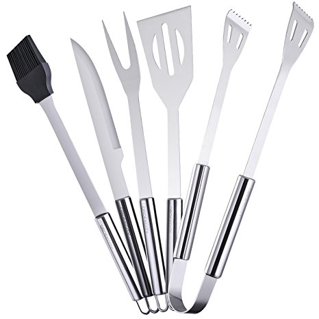 Ordekcity BBQ Grill Tools Set, 5-Piece Barbecue Accessories Stainless Steel Grilling Utensils, Complete Outdoor Grilling Kit