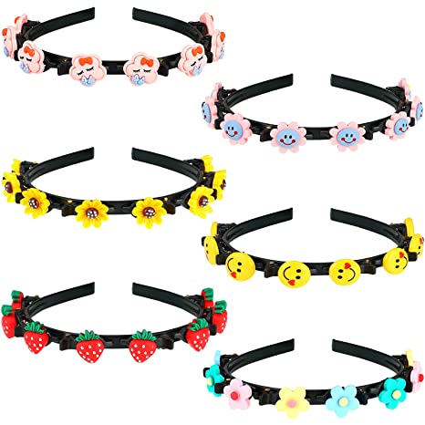 6 Pieces Girl Sweet Princess Hairstyle Hairpin Double Layer Flower Headband Twist Plait Braided Headband Cute Double Bangs Hairstyle Hairpin Girls Hair Hoop Headbands with Clips for Women Girls