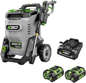 EGO Power  HPW3204-2 Cordless 3200 PSI Pressure Washer with 2 x 6.0Ah Batteries and 320W Charger