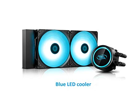 DEEPCOOL GAMMAXX L240T Blue AIO Liquid Cooler, Blue LED on Waterblock and Fans, Anti-Leak Tech Inside, AM4 Compatible, 3-Year Warranty