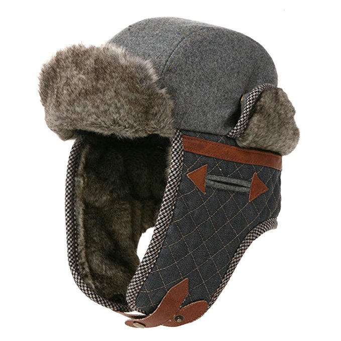 SIGGI Men's Faux Fur Trapper Hunting Hat with Earflap Mask Russian Ushanka