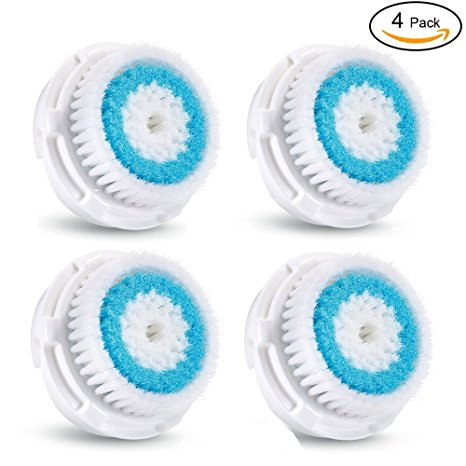 4 Pack Deep Pore Facial Cleansing Replacement Brush Heads for Mia 1, Mia2, Mia3 (Aria), SMART Profile, Alpha Fit, Pro, Plus and Radiance Cleansing Systems
