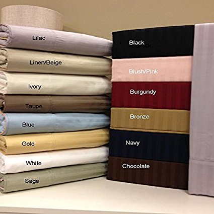 Sheetsnthings 100% Cotton Bed Sheet Set, 300 Thread Count - Twin Extra Long (XL), Taupe Stripes - Deep Pocket, 3PC Sheets