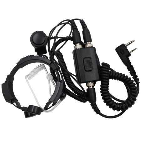 Tenq® Professional Tactique Military Police FBI Flexible Throat Mic Microphone Covert Acoustic Tube Earpiece Headset With Finger PTT for Kenwood Pro-Talk XLS TK Two Way Radio 2pin