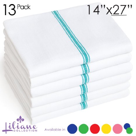 Liliane Collection Kitchen Dish Towels 25x14-Inch 13 Units Green