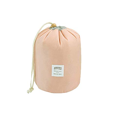 Waterproof Travel Bag Makeup bag Cosmetic Bag Travel Kit Organizer Bathroom Storage Cosmetic Bag Carry Case Toiletry Bag Multifunctional Bucket Toiletry Bag(peach)