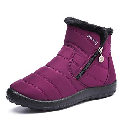 gracosy Warm Snow Boots Outdoor for Women Winter Fur Lining Shoes Anti-Slip Lightweight Ankle Bootie Waterproof Slip on Sneakers