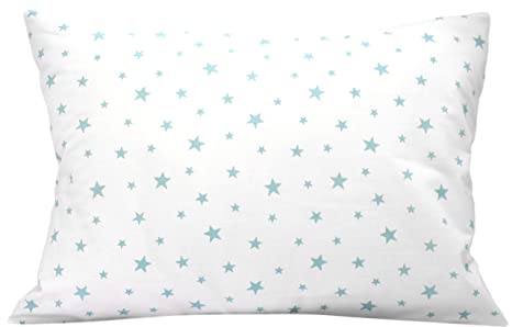 Comfy Turtles Kids Toddler Pillowcase 13x18, 100% Cotton, Soft Hypoallergenic Cover for Wonderful Sleep and Dreams, Design for Boys and Girls (Green Stars On White)