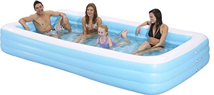 Family Kiddie Pool - Giant Inflatable Rectangular Pool - 12 Feet Long (144"x76"x22")