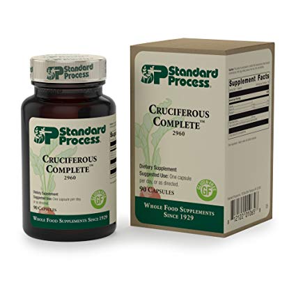 Standard Process - Cruciferous Complete - Supports Healthy Liver Function and Cellular Health, Provides Antioxidant Activity, 4mcg Vitamin K, 10 mg Potassium, Gluten Free - 90 Capsules