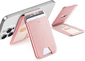 ESR for MagSafe Wallet, 5 Card-Holder, Magnetic Wallet with Adjustable Stand, Magnetic Wallet for iPhone 16/15/14/13/12 Series, Ultra-Slim, Not for iPhone Mini, Vegan Leather, Bubblegum Pink