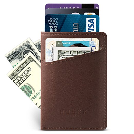 Slim RFID Wallet for Men Leather - Front Pocket Card Holder Sleeve - RFID Blocking