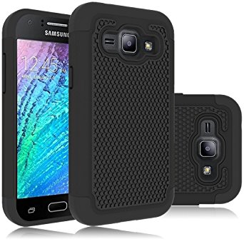 Galaxy J1(6) Case , Skypillar Canada, Rugged Impact Heavy Duty Hybrid Dual Layer Hard Shock Proof Case Skin for Samsung Galaxy J1 2016 SM-J120F J120W - Black