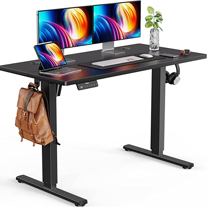 ErGear Electric Standing Desk with Wheels, Height Adjustable Sit Stand up Desk, Memory Computer Workstation Table with Splice Board for Home Office, 55 x 24 Inches, Black