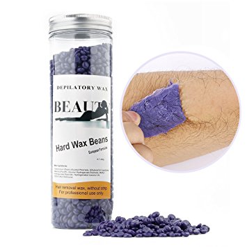 HailiCare Hair Removal Hard Wax Beans - Brazilian Granules, 14 Ounces - Film Hard Wax Beads - Stripless Depilatory Wax (Purple)