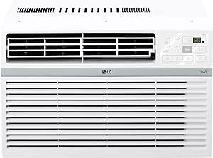 LG LW1024RSMX Window Conditioner, Wi-Fi Enabled w/Remote, 450 Sq.Ft, 4-Way Air Deflection, 3 Cooling and Fan Speeds, 115V, 10,000 BTU, White