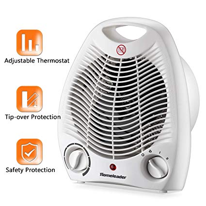 Portable Fan Heater, Small Space Heater with Thermostat, Tabletop/Floor Ceramic Heater for Office