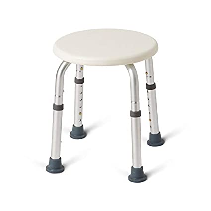 Medline Durable Aluminum Frame, Round Shower Stool, White, Supports up to 300lbs