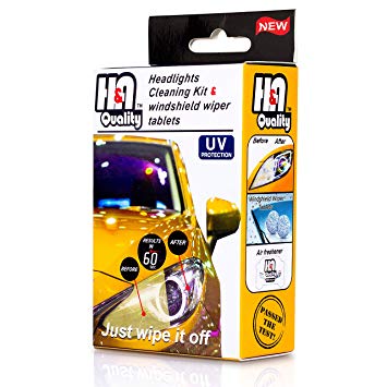 H&A Quality Headlight Restoration Kit. Restore and Protect Your Headlight in 3 Steps and 60 Seconds   2 Windshield Wiper Tablets & 2 Air Freshener