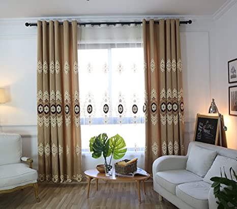 VOGOL Customized Simple Chenille Jacquard Blackout Window Elegance Curtains/Drapes/Panels/Treatments for Bedroom Living Room,Top Grommets (2 Panels)