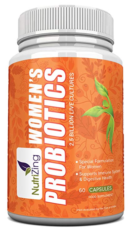 NutriZing's Bio-Cultures Supplement for Women. Special Bacterial strains for Female Health. Contains Friendly Gut Bacteria ~ 2.5 Billion CFUs per Capsule