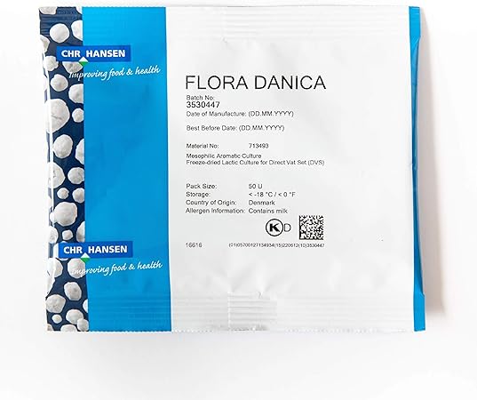 FLORA DANICA (AROMA TYPE B) MESOPHILIC CULTURE (50U- GOOD FOR 130 GALLONS)- IDEAL FOR BRIE, CAMEMBERT   CONTINENTAL CHEESES