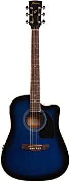 Ibanez Performance Series PF15 Cutaway Dreadnought Acoustic-Electric Guitar Transparent Blue Burst