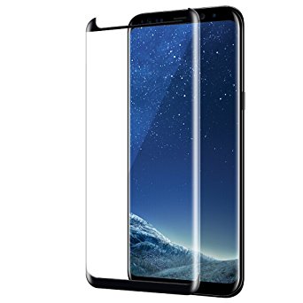 Escase Galaxy S8 Screen Protector, Full Coverage Case Friendly Scratch Resistant 3D Curved HD Anti-Bubble Scratch Fingerprint Proof Tempered Glass for Samsung Galaxy S8