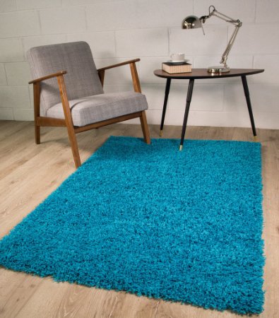 TEAL BLUE LUXURIOUS THICK SHAGGY RUGS 7 SIZES AVAILABLE 60cmx110cm (2ft x 3ft7")