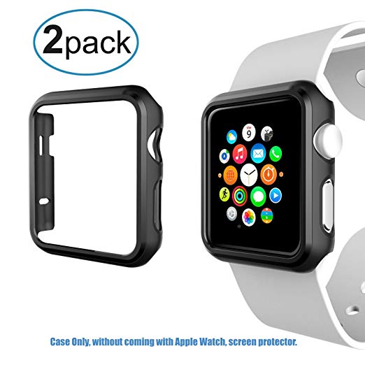 For Apple Watch Case -2 Pack Shock-proof and Anti-scratch Hard Rugged Protector Bumper Cover Shell Frame without Screen Cover for 42mm Apple iWatch Series1 ONLY