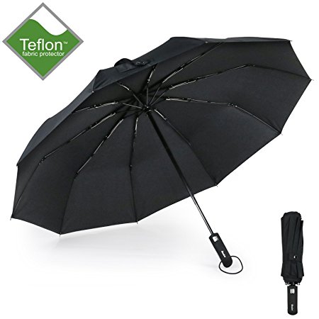 Becko Black Automatic Wind-proof Golf Rain Umbrella with 210t Fabric Teflon