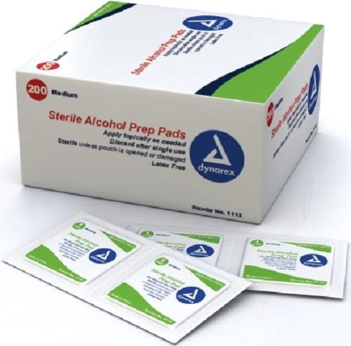 Dynarex 1113 Latex Free Sterile Alcohol Prep Pad (Box of 200)