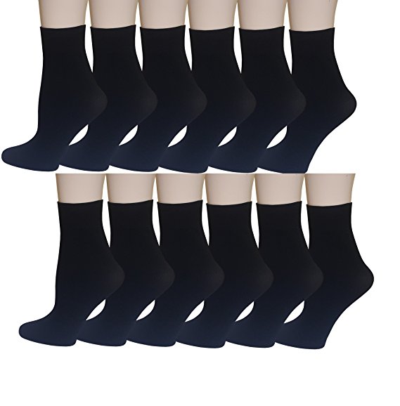 12 Pairs Pack Women Opaque Stretchy Spandex Ankle High Trouser Socks