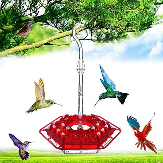 Mary's Sweety Hummingbird Feeder, with 30 Feeding Port, with Perch and Built-in Ant Moat, Best Hummingbird Feeders, Easy to Fill and Clean, for Outdoor Hanging Yard Garden Decoration (Red)